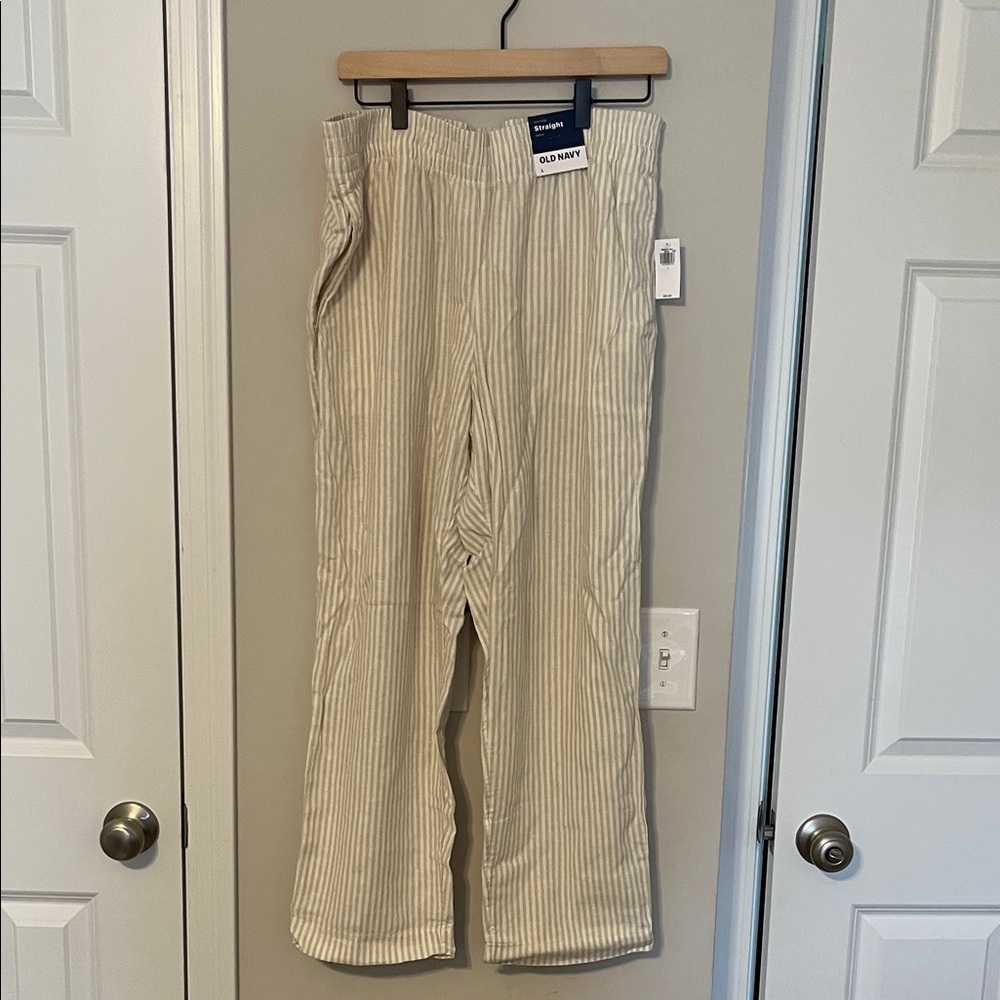 Old Navy Men's Light Khaki Striped Chinos